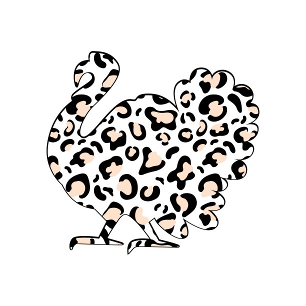 土耳其剪影与豹纹孤立的白色背景。矢量平面插图。图片下载