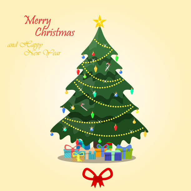 圣诞树在自然条件和装饰。可以用来做贺卡。图片下载