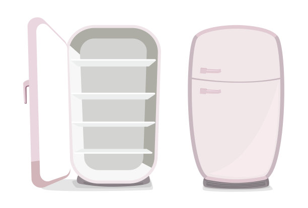 空和打开空冰箱矢量插图卡通风格图片下载