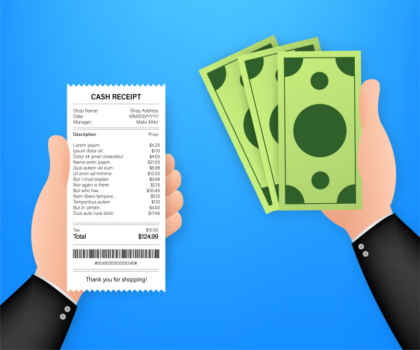 单一样式的收据图标，单独显示在彩色背景上。发票的迹象。账单atm模板或餐厅纸质财务支票图片下载