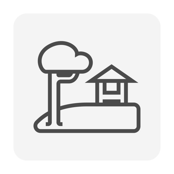 亭子在园林中的矢量图标设计。图片下载