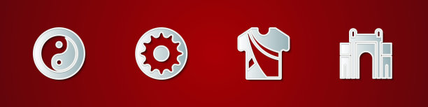 设置阴阳，脉轮，印度男子服装和门德里图标。向量图片下载