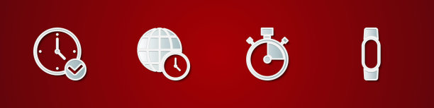 设置时钟，世界时间，秒表和智能手表图标。向量图片下载