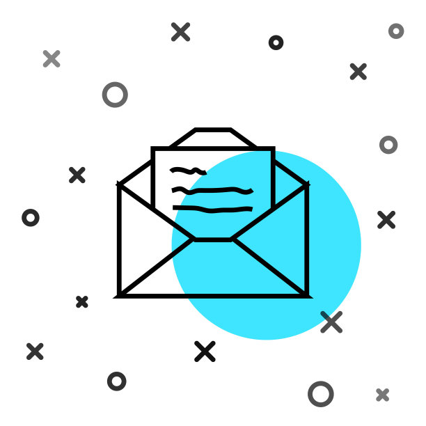 黑色线贺卡图标孤立的白色背景。庆祝海报模板的邀请或贺卡。随机动态形状。向量图片下载