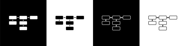 设置网站地图图标隔离在黑色和白色的背景。向量图片下载