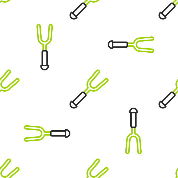线烧烤叉图标隔离无缝模式上的白色背景。烧烤叉的迹象。烧烤和烧烤工具。向量图片下载