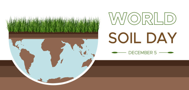 世界土壤日和地球日矢量平面插图的一个环境拯救世界的概念。关于关爱土地和土壤的概念愿景。适合制作贺卡、横幅及海报。图片下载