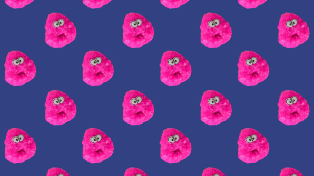 无缝黏液图案，蓝色背景上有眼睛。图片下载