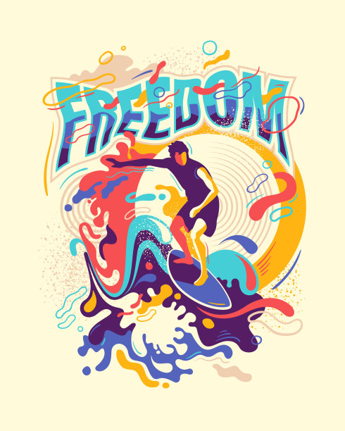 丰富多彩的冲浪的海报。图片下载