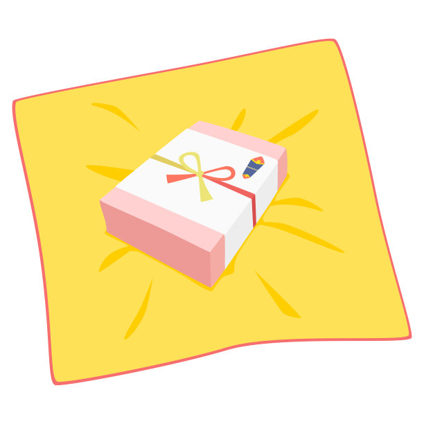 一份带有“Noshi”纸的礼物。日本独特的文化。插图包裹在一个糠木。图片下载