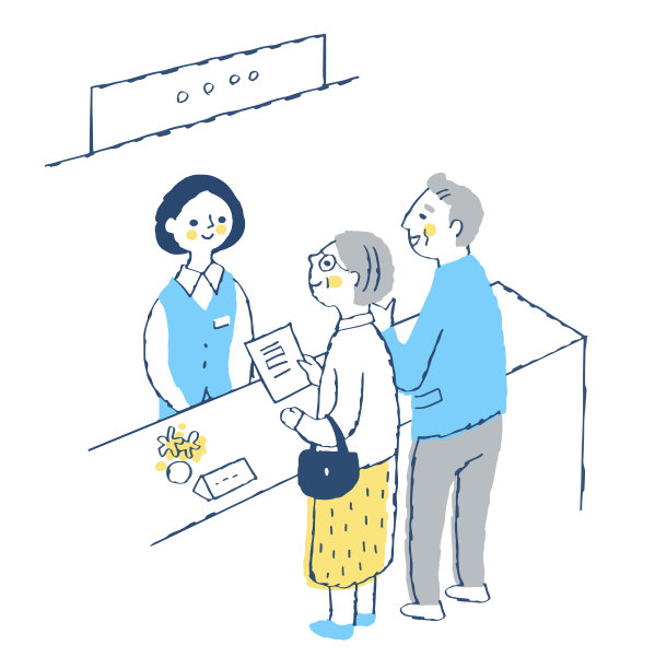 高级顾客在柜台向服务人员咨询图片下载