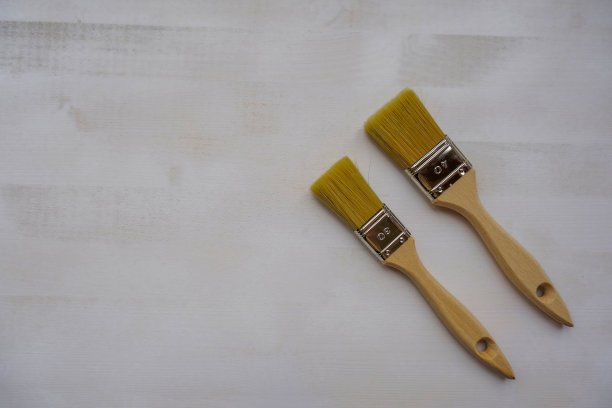 两个不同大小的画笔隔离在白色背景上。工业设备，修理工具。图片下载