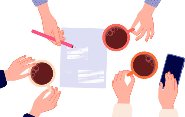 咖啡休息、商务会议、合同签订图片下载