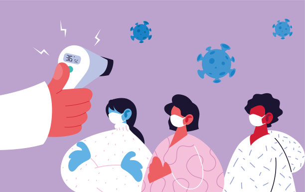 手拿温度计枪的检查人员图片下载