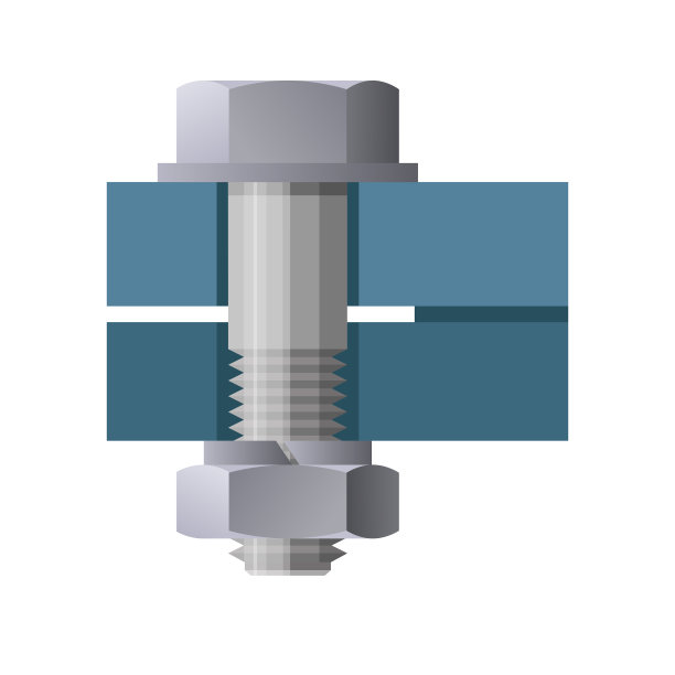 用六角螺栓螺母和垫圈进行法兰连接图片下载