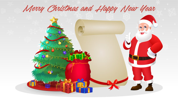 圣诞老人问候圣诞快乐，新年快乐图片下载