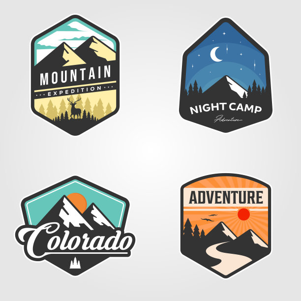 设定冒险旅行标志户外设计图片下载