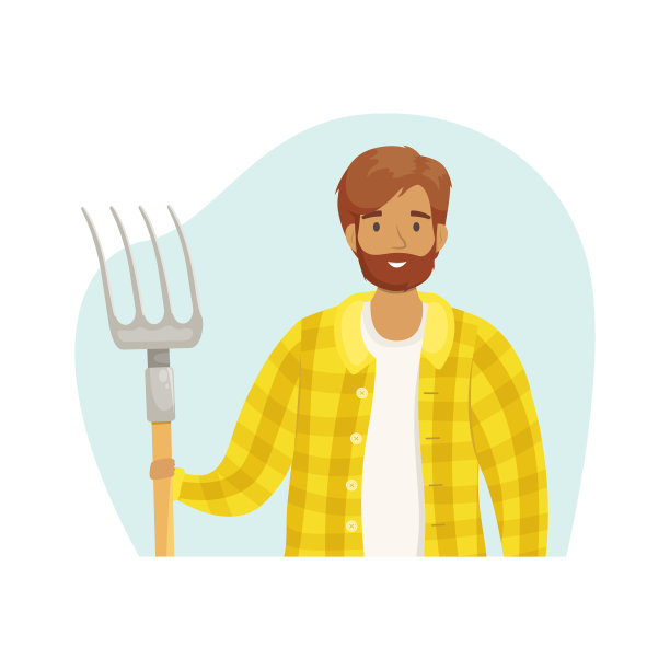 一个年轻的男性农民穿着格子衬衫图片下载