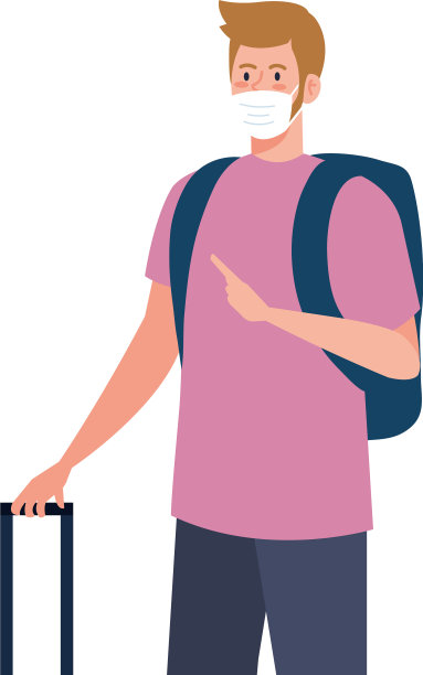 人与医疗口罩和袋子设计图片下载