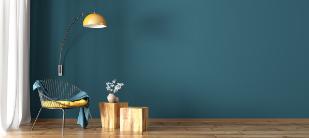 室内扶手椅和木质咖啡桌3d渲染图片下载