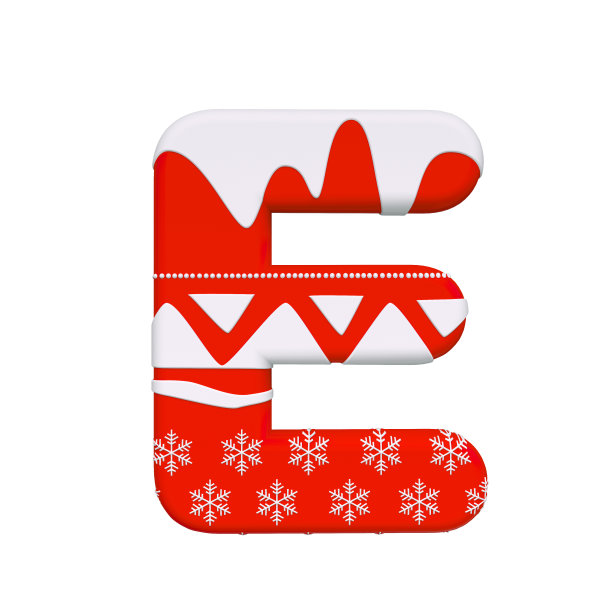 圣诞字母E -大写3d圣诞字体-适合庆祝，圣诞老人或冬季相关主题图片下载