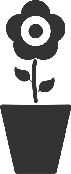 花在盆图标平坦图片下载