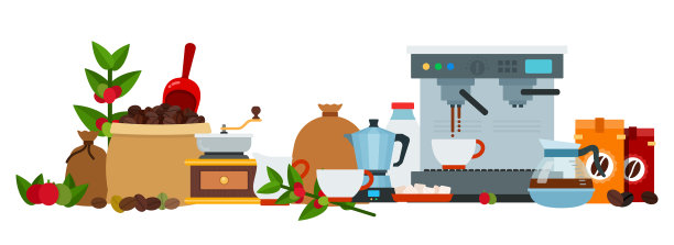 咖啡店扁平化风格图片下载