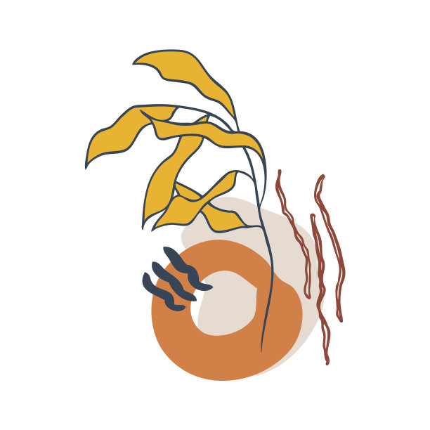 抽象花卉线条艺术叶背景手图片下载