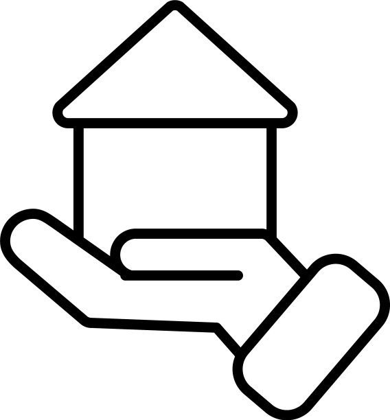 手握房子图标线条风格图片下载
