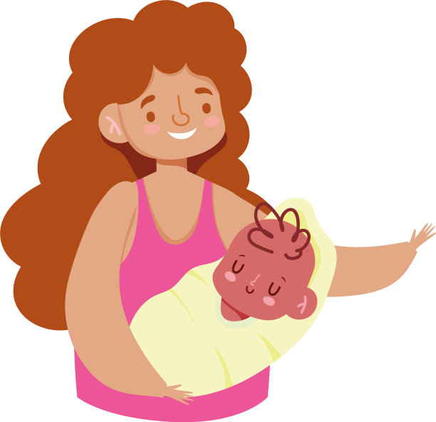 年轻的母亲拿着她的卡通盆图片下载