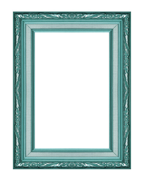 古色古香的绿色框架孤立在白色背景上，裁剪路径图片下载