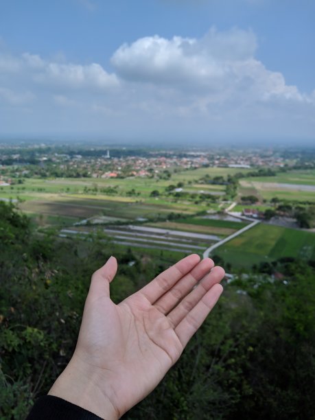 一只手和一个视图。图片下载