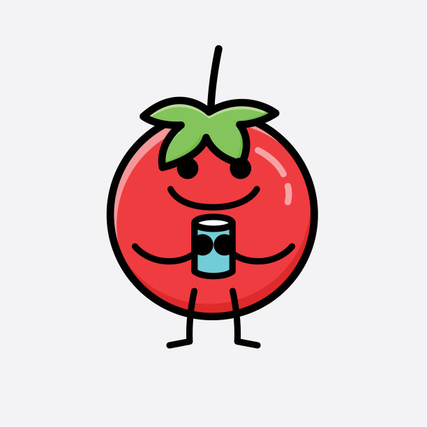 可爱的红番茄吉祥物人物在平面设计图片下载
