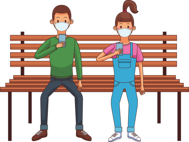 年轻夫妇戴着医用口罩图片下载