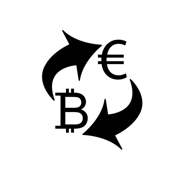 欧元和比特币兑换货币图标图片下载