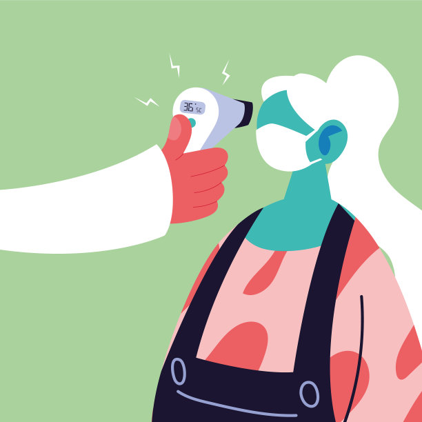 手拿温度计枪的检查人员图片下载