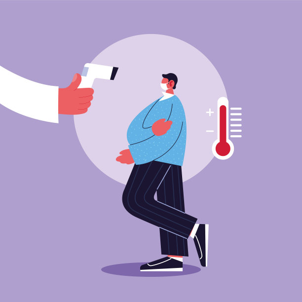 手拿温度计枪的检查人员图片下载