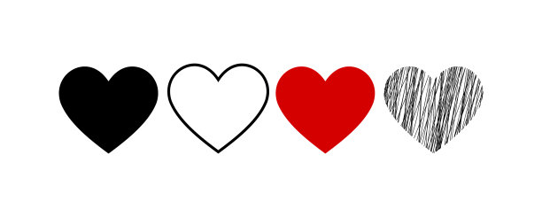 心形图标的符号孤立在一个白色上图片下载