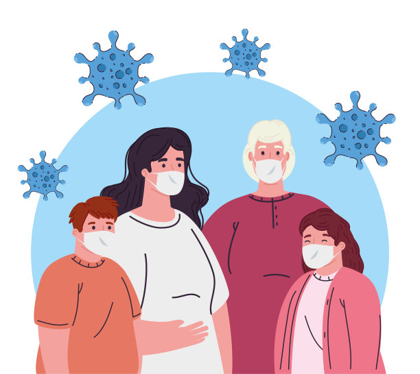 妇女和儿童的医疗口罩设计图片下载