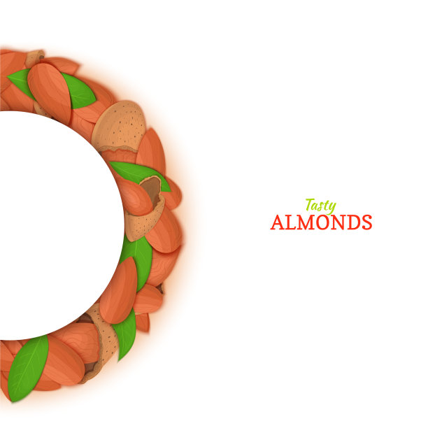 半圆形框架由杏仁和坚果组成图片下载
