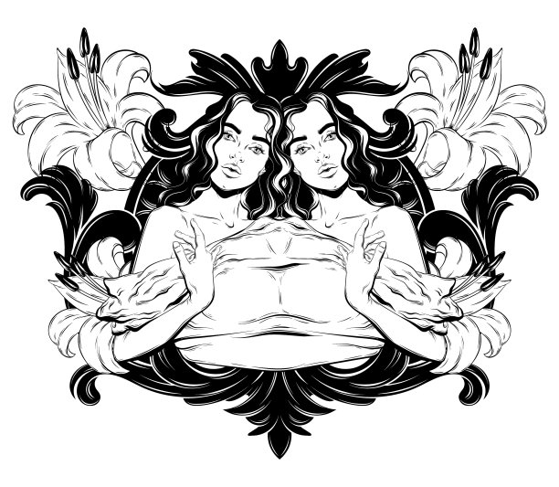 手绘双胞胎与巴洛克图片下载