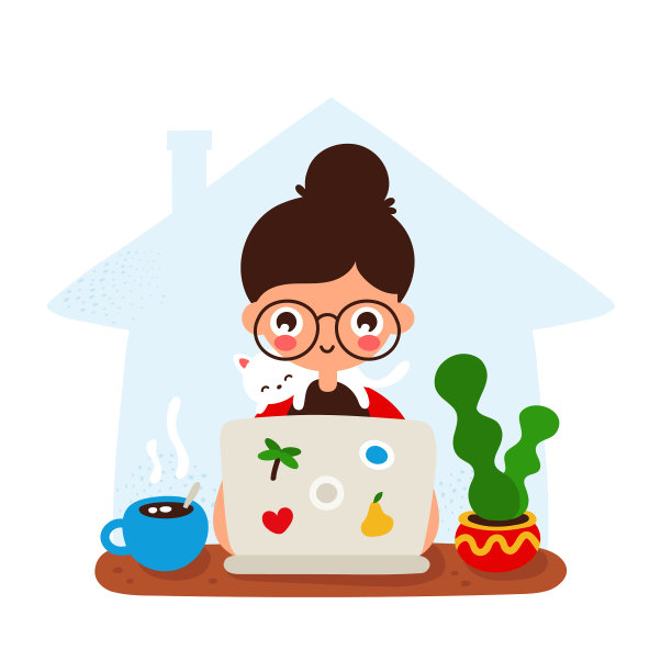 可爱的快乐的年轻女孩在书桌上和笔记本电脑图片下载