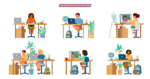 儿童在线或远程教育图片下载