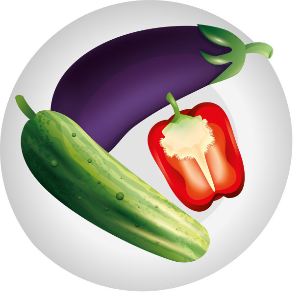 分离茄子、黄瓜、辣椒图片下载