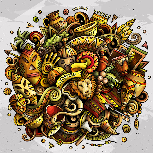 非洲手绘卡通涂鸦图片下载