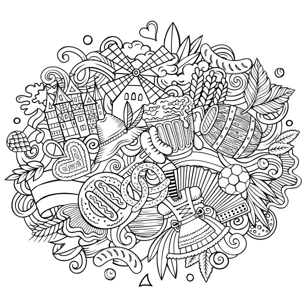 德国手绘卡通涂鸦图片下载