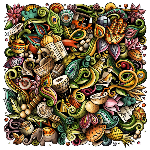 印度手绘涂鸦图片下载