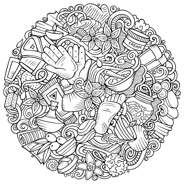 按摩手画的涂鸦图片下载