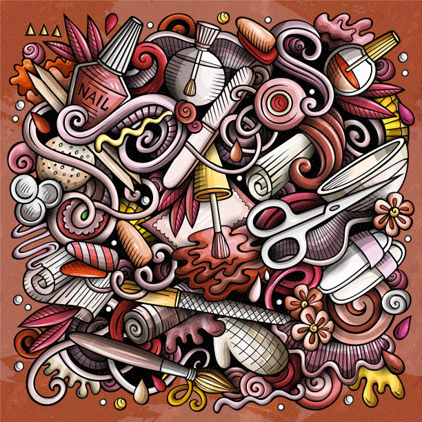 美甲沙龙手绘涂鸦图片下载