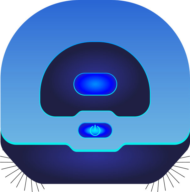 蓝色机器人真空吸尘器-俯视图-全图片下载